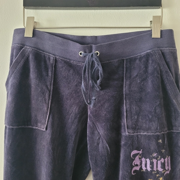 Juicy Couture Y2K Velour Flare Pant Front And Back Pockets Small Purple Gold Vtg - Picture 3 of 9